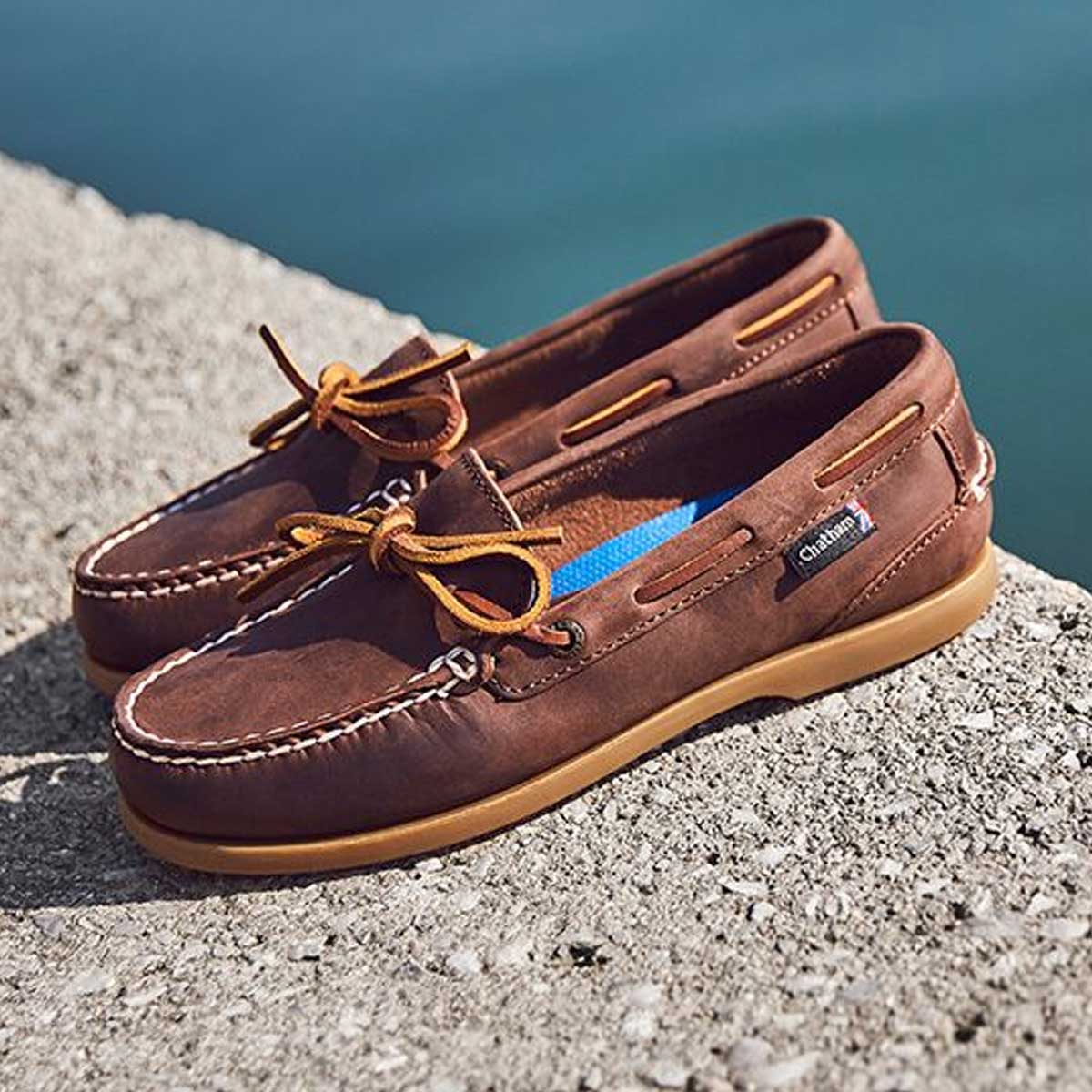 CHATHAM Ladies Olivia G2 Slip-On Deck Shoes - Chocolate - Image 2