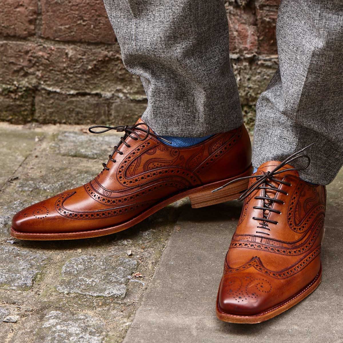 BARKER McClean Shoes - Mens Brogue - Antique Rosewood Calf & Paisley Laser - Image 2