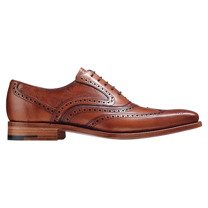 BARKER McClean Shoes - Mens Brogue - Antique Rosewood Calf & Paisley Laser - Image 4