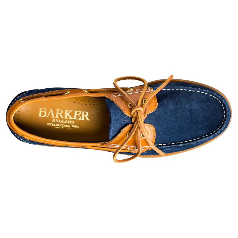 BARKER Wallis Deck Shoes - Mens - Navy Blue Suede / Cedar Collar - Image 2