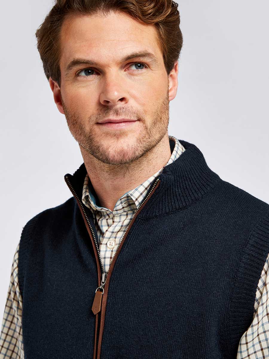 DUBARRY Upperwood Wool Blend Knit Gilet - Men's - Navy - Image 3
