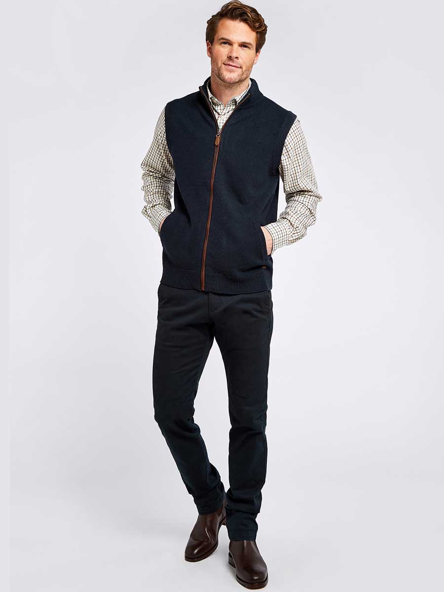 DUBARRY Upperwood Wool Blend Knit Gilet - Men's - Navy - Image 4