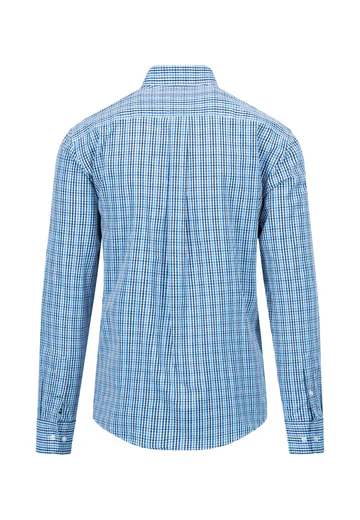 40% OFF - FYNCH HATTON Essential Cotton Flannel Shirt – Men's Button-Down – Vibrant Blue Gingham Check - Size: MEDIUM - Image 2