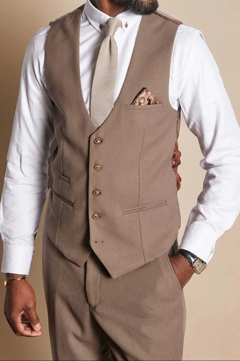50% OFF - MARC DARCY Men's HM5 Single Breasted Waistcoat - Tan - Size: 46