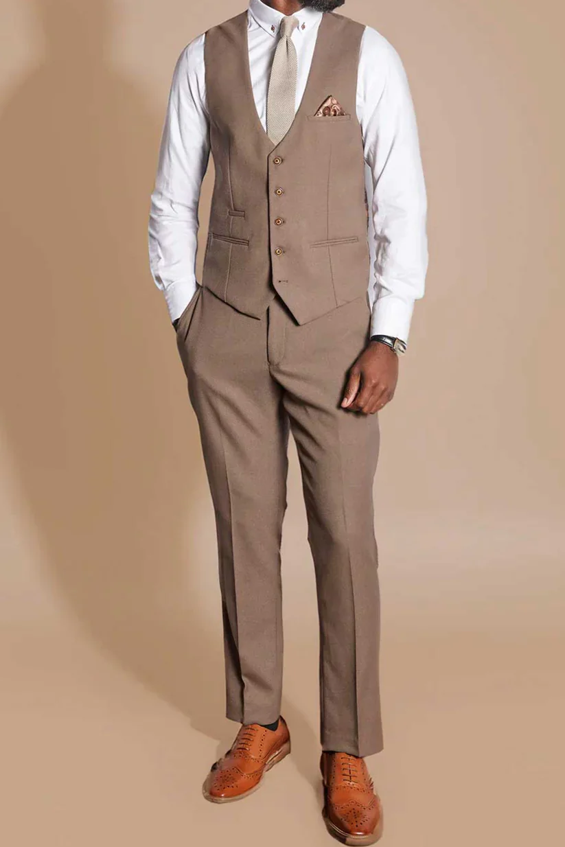 50% OFF - MARC DARCY Men's HM5 Single Breasted Waistcoat - Tan - Size: 46 - Image 4