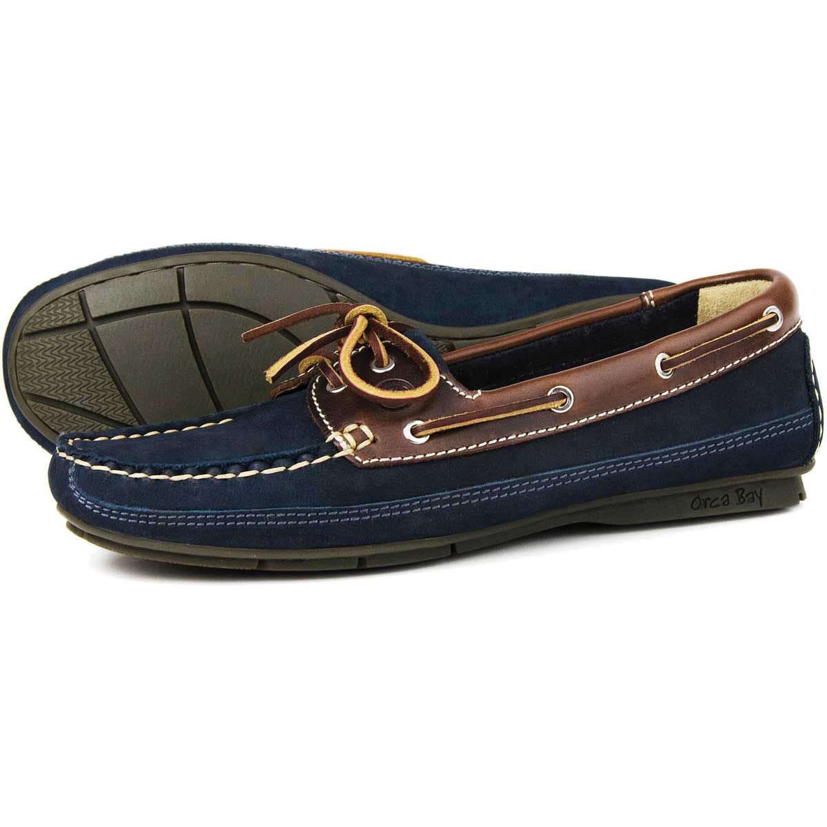 ORCA BAY Bahamas Leather Deck Shoes - Women's - Indigo & Saddle Suede
