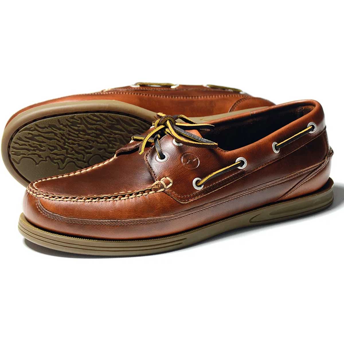 30% OFF - ORCA BAY Mens Fowey Leather Deck Shoes - Saddle - Size: UK 7