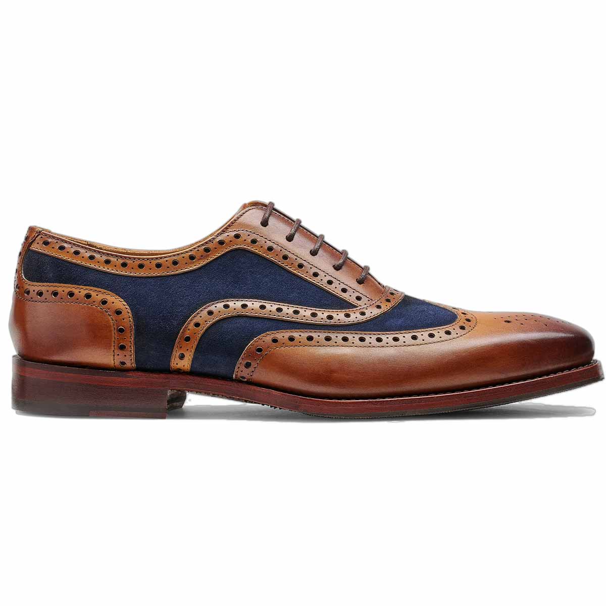 BARKER Keiran Brogue Shoes - Mens - Cedar Calf & Navy Suede - Image 4