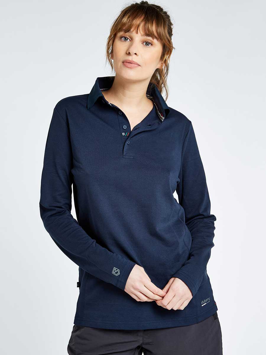 DUBARRY Freshford Unisex Long-Sleeved Technical Polo - Navy - Image 7