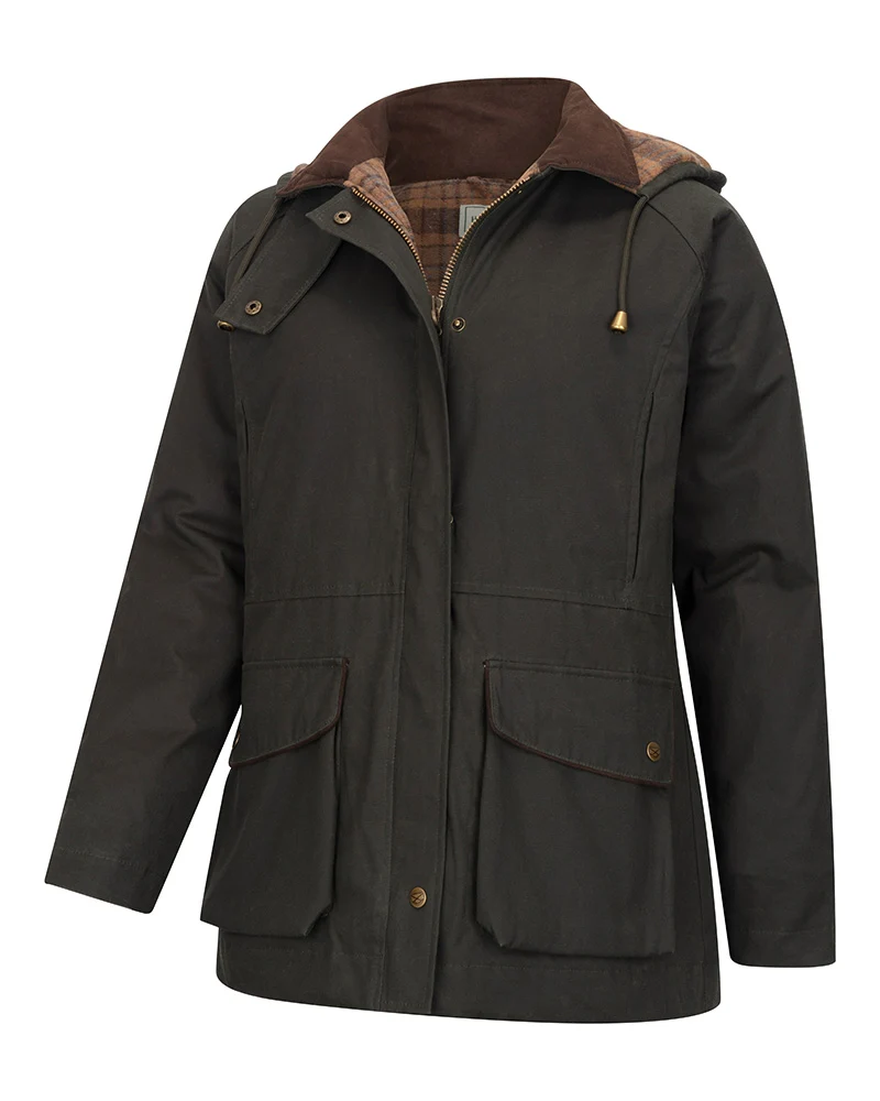 40% OFF - HOGGS OF FIFE Kelso Waterproof Wax Jacket - Women's - Forest Green - Size: MEDIUM & XL