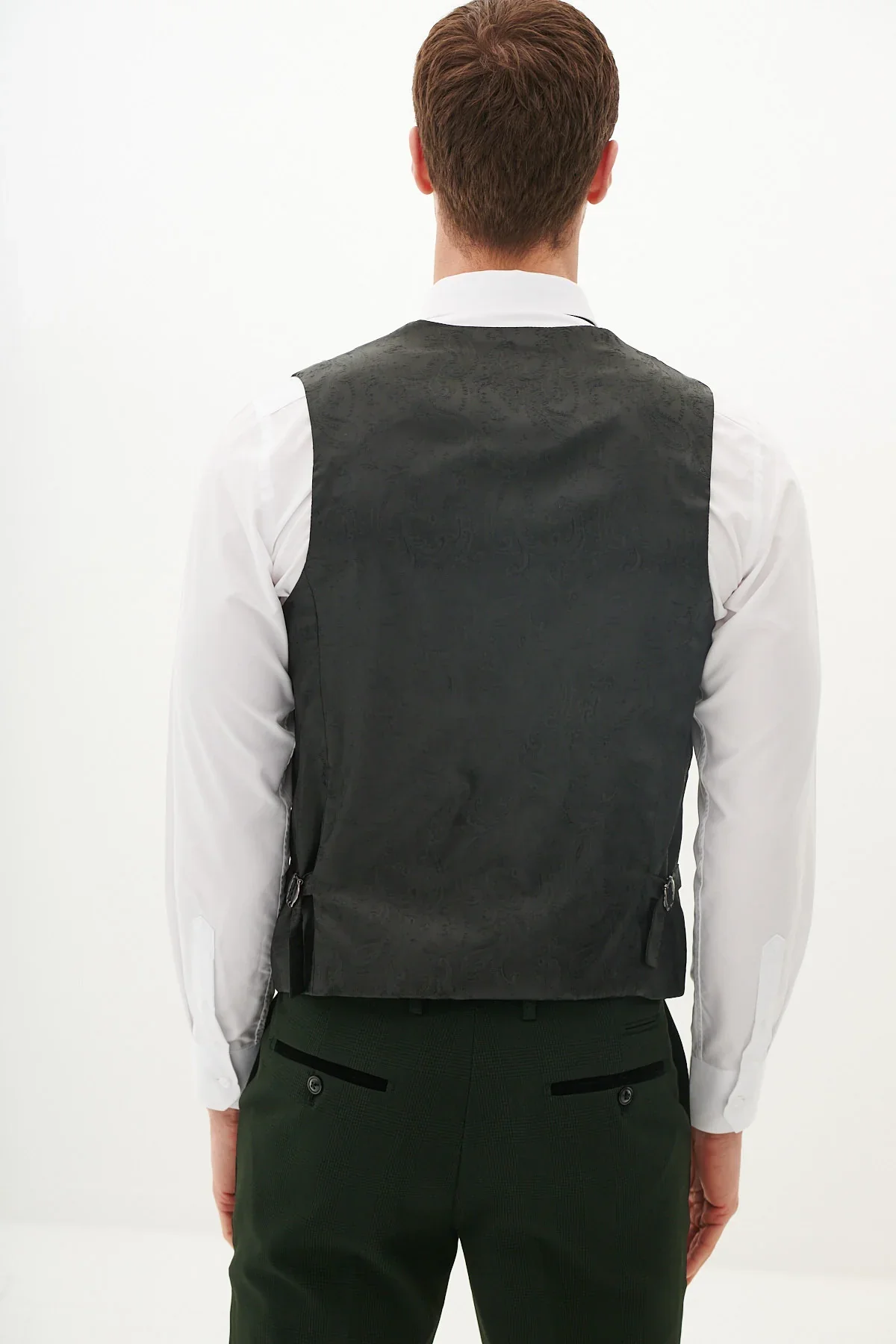 50% OFF - MARC DARCY Bromley Single Breasted Waistcoat - Olive Green Check - Sizes: UK 40 & 42 - Image 4