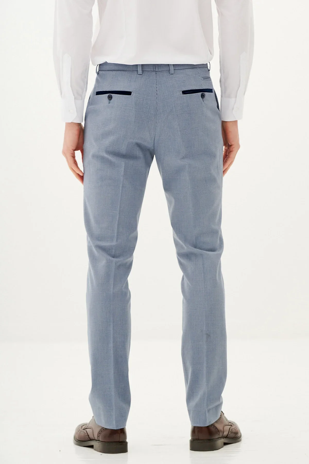 50% OFF - MARC DARCY Bromley Tailored Trousers - Sky Blue Check - Sizes: UK 30 & 32 Regular - Image 2