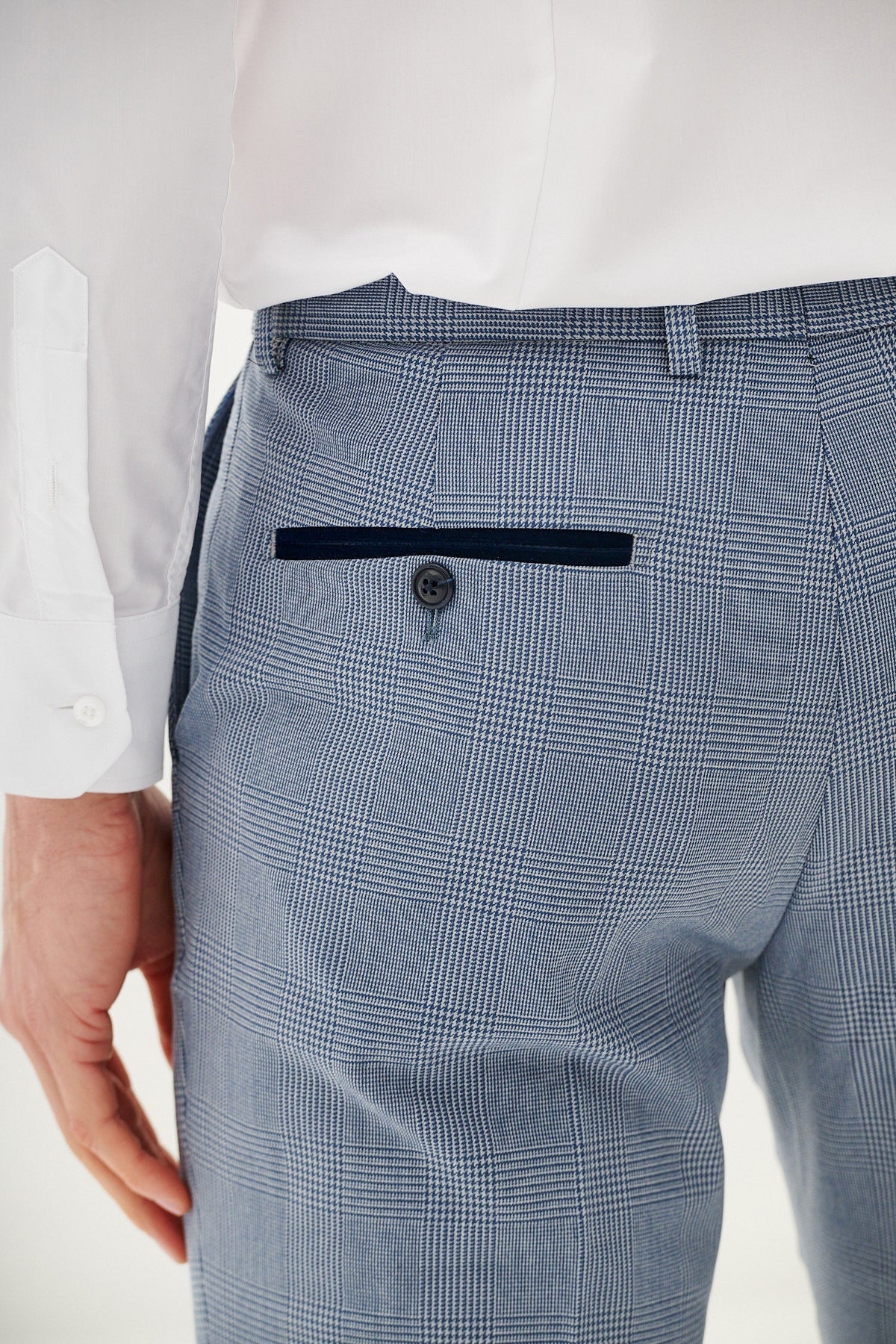 50% OFF - MARC DARCY Bromley Tailored Trousers - Sky Blue Check - Sizes: UK 30 & 32 Regular - Image 3