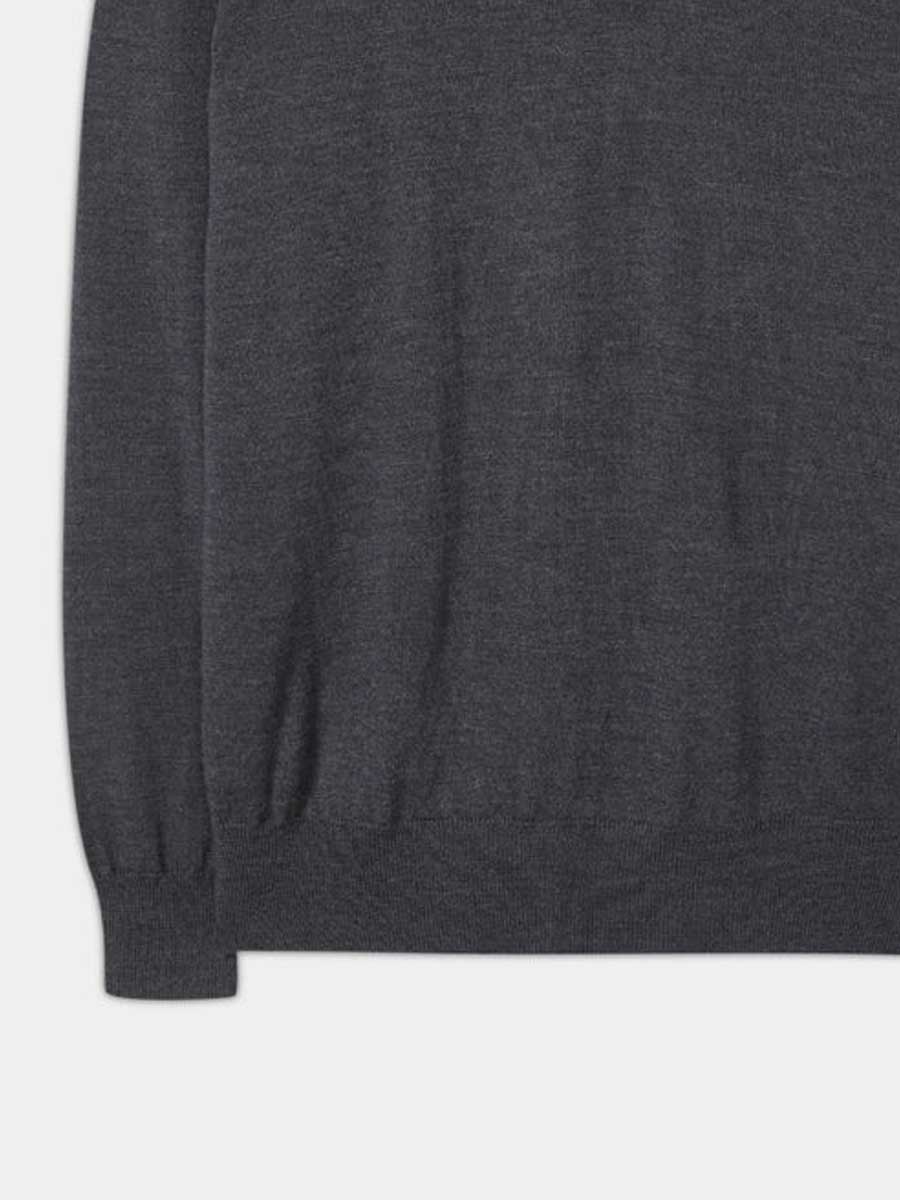 ALAN PAINE Barton 1/4 Zip Merino Wool Sweater - Mens - Charcoal - Image 3