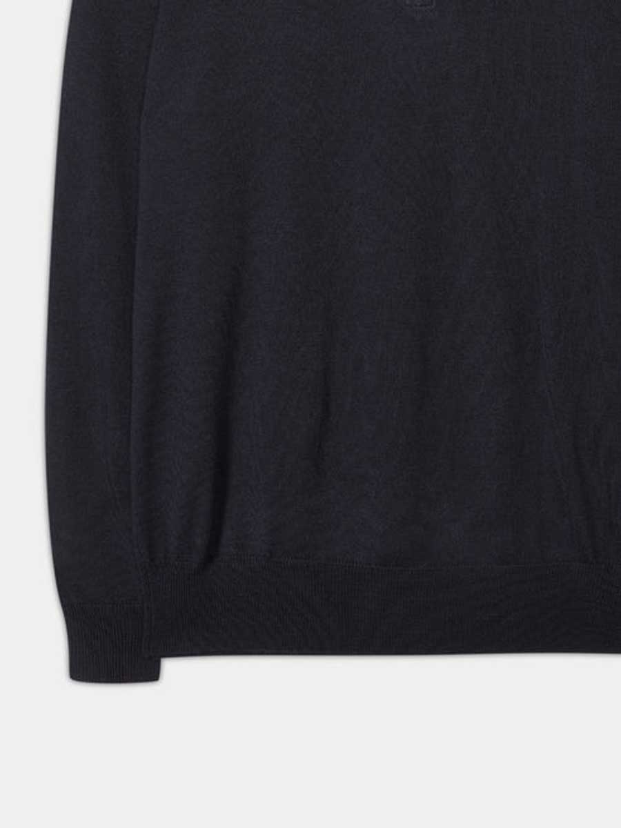 ALAN PAINE Barton 1/4 Zip Merino Wool Sweater - Mens - Dark Navy - Image 3