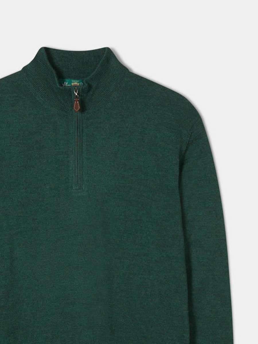 ALAN PAINE Barton 1/4 Zip Merino Wool Sweater - Mens - Hunter - Image 7