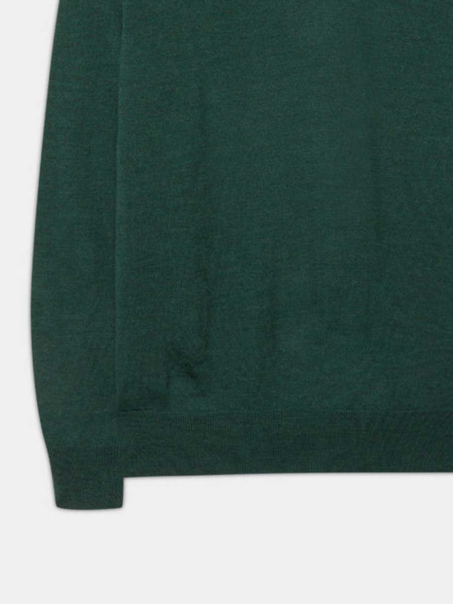 ALAN PAINE Barton 1/4 Zip Merino Wool Sweater - Mens - Hunter - Image 8