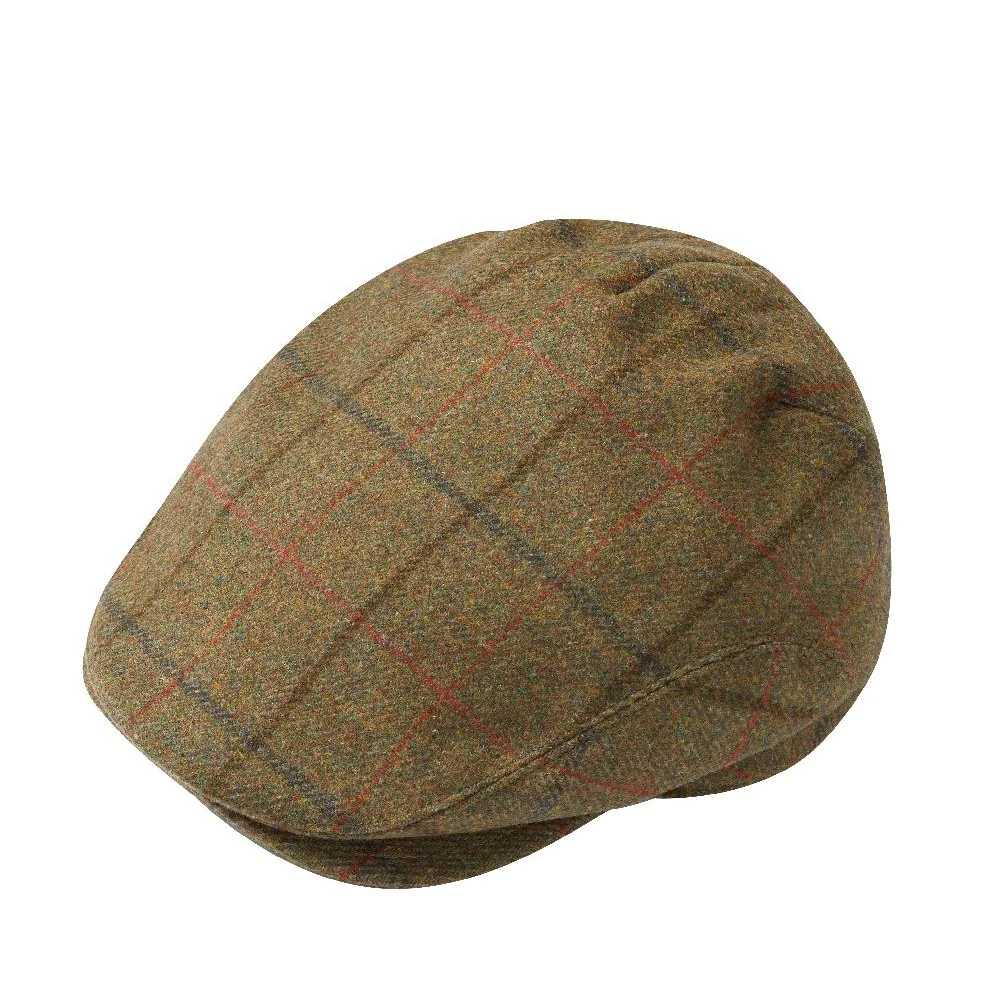 ALAN PAINE Combrook Mens Extended Peak Tweed Flat Cap - Thyme