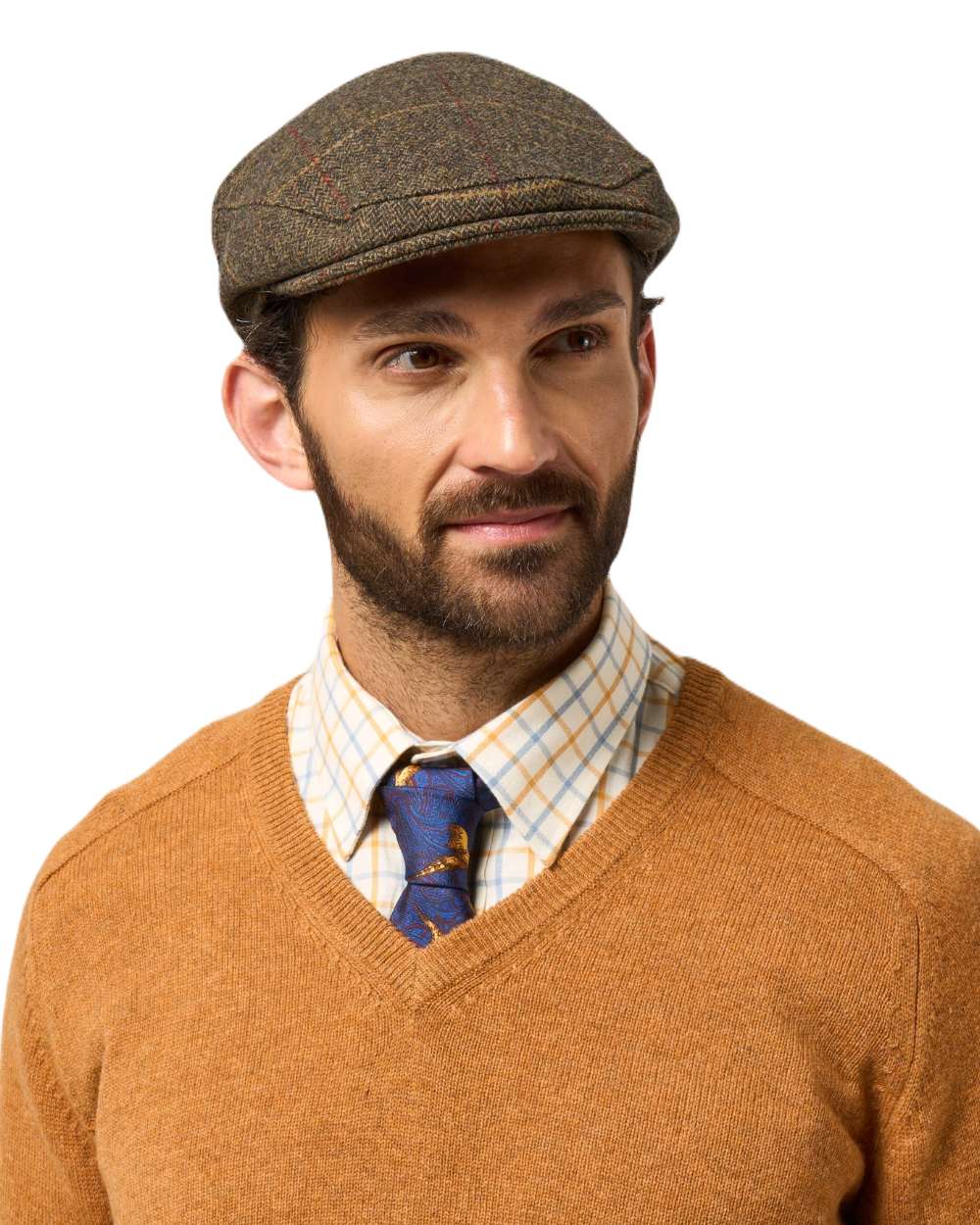 ALAN PAINE Combrook Mens Tweed Flat Cap - Teak - Image 2