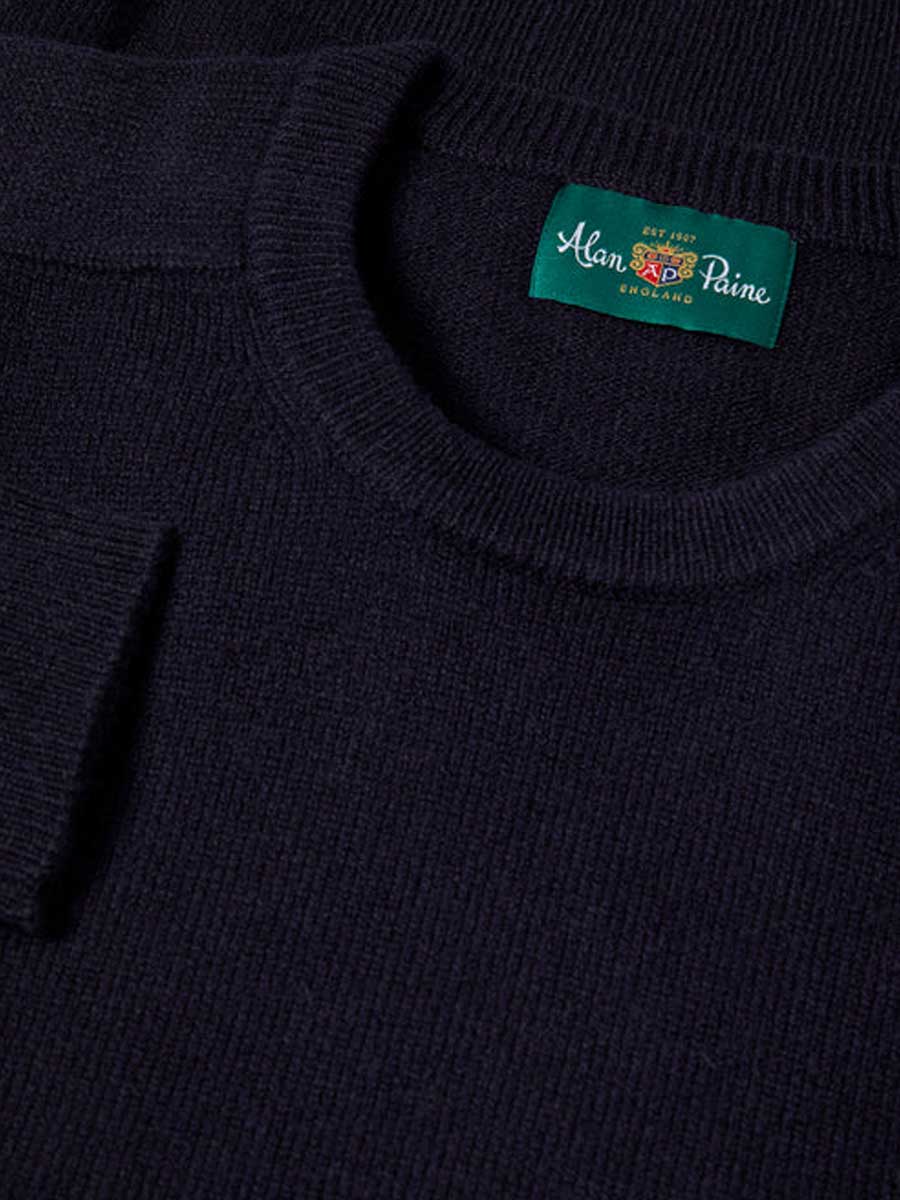 ALAN PAINE Dorset Crew Neck Lambswool Classic Fit Jumper - Mens - Navy - Image 2