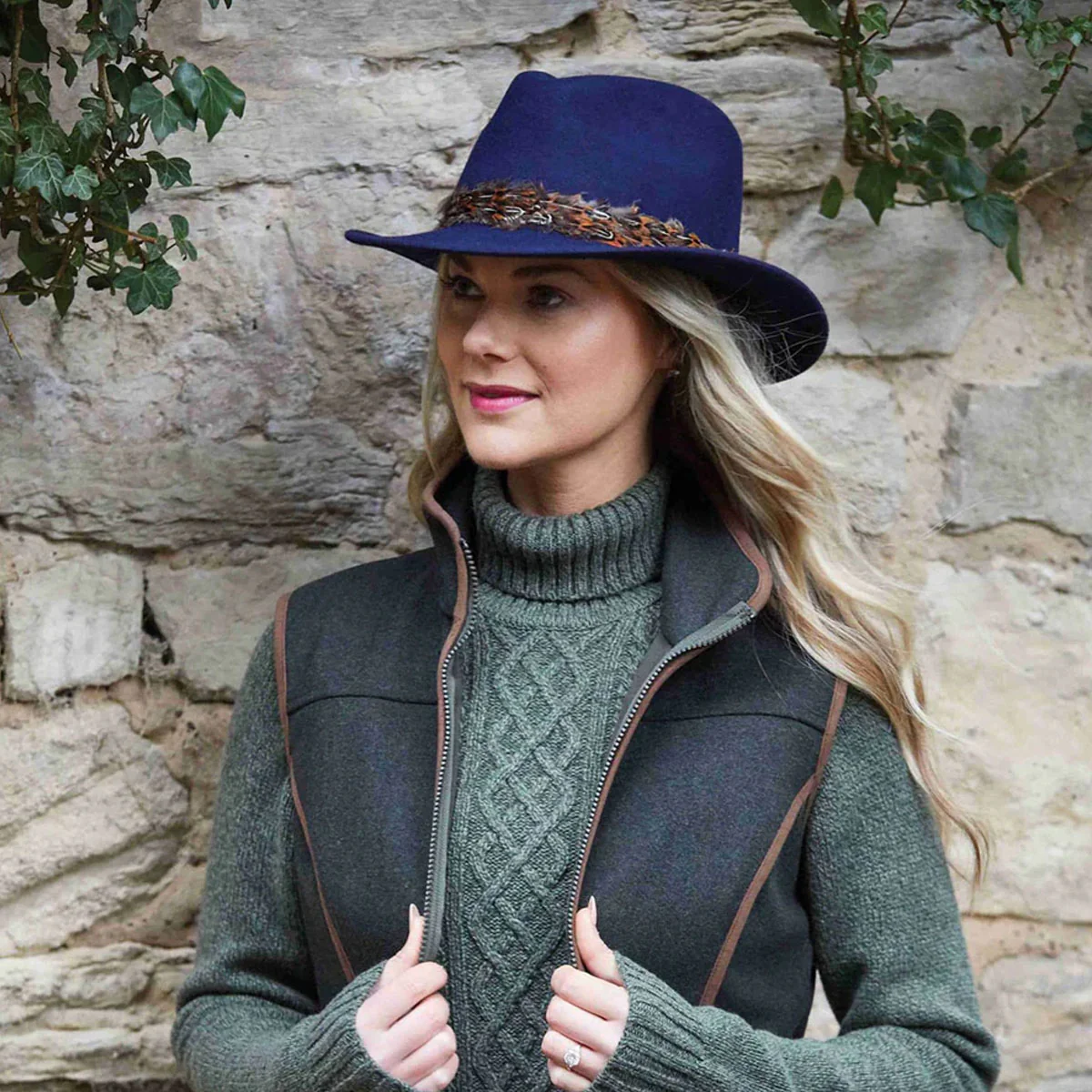 ALAN PAINE Richmond Fedora Hat - Blue - Image 2