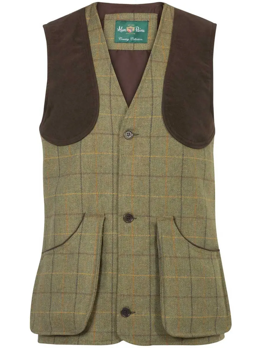 ALAN PAINE Rutland Mens Shooting Waistcoat - Dark Moss - Image 2