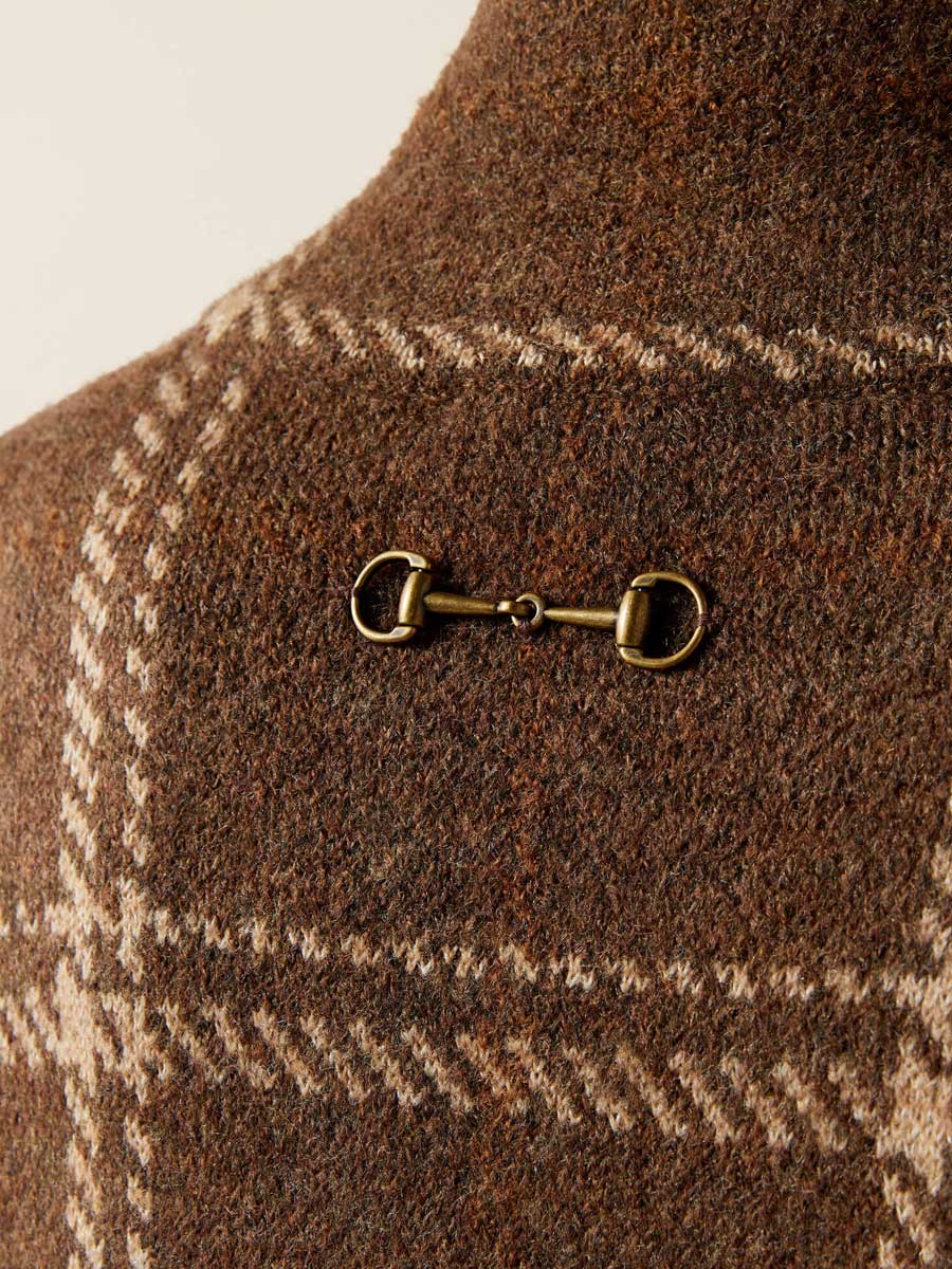 ARIAT Ballston Wool Cardigan - Women's - Sorrel Horse Plaid - Image 3
