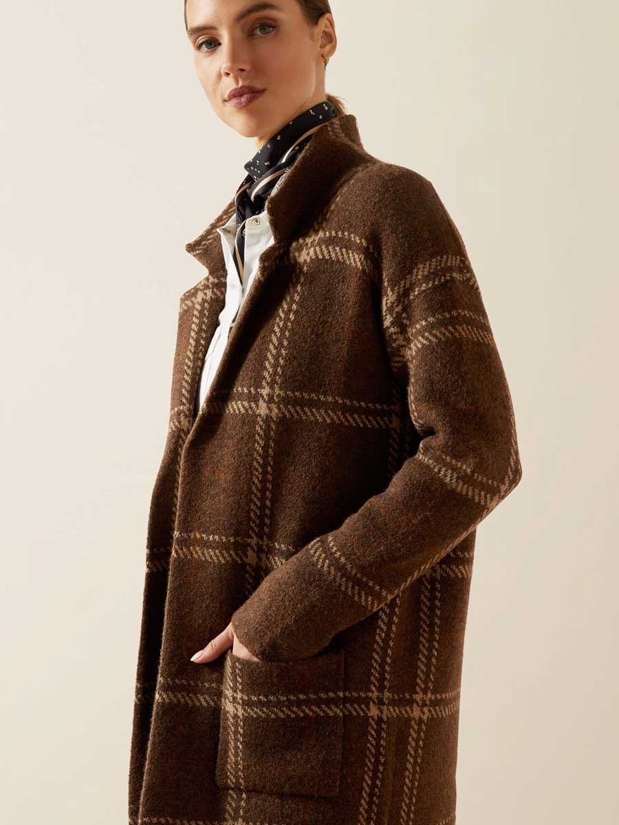 ARIAT Ballston Wool Cardigan - Women's - Sorrel Horse Plaid - Image 6
