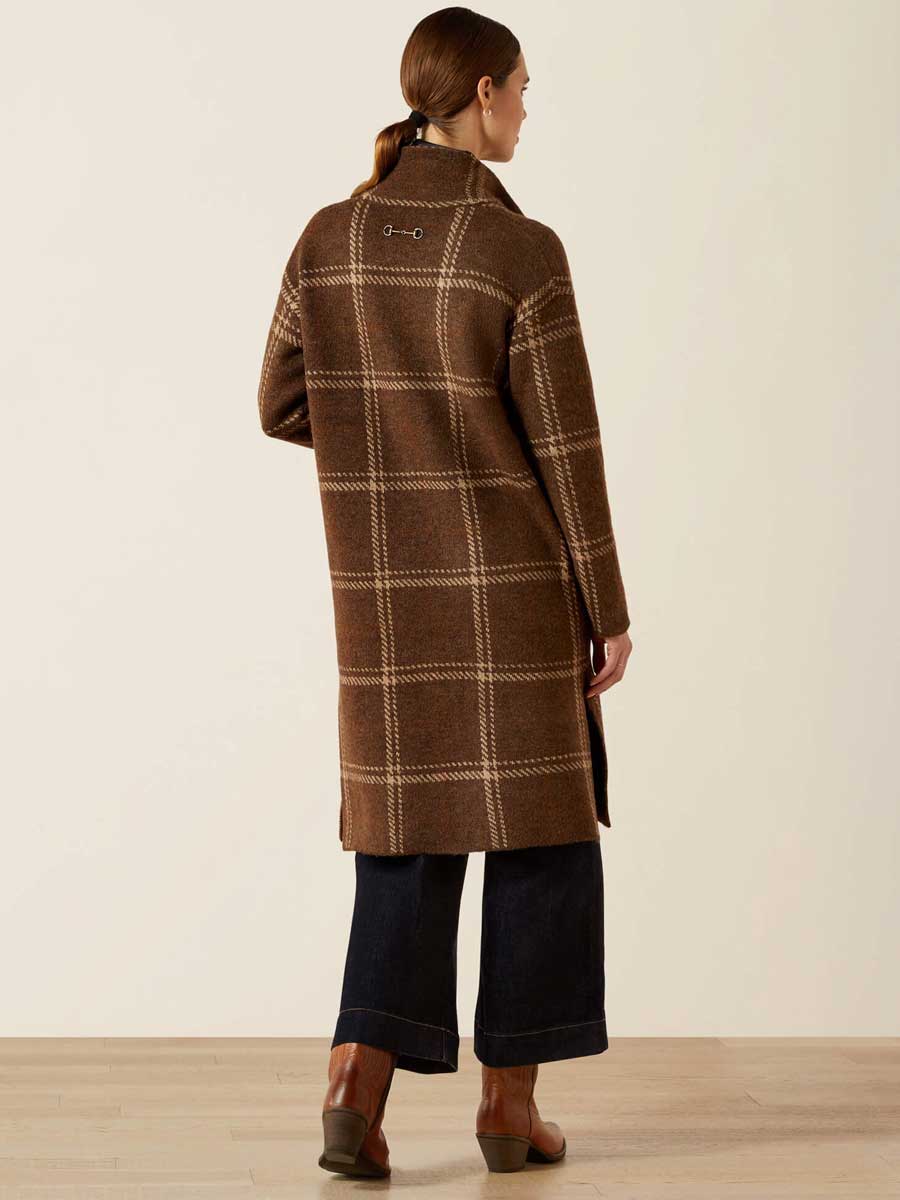 ARIAT Ballston Wool Cardigan - Women's - Sorrel Horse Plaid - Image 7