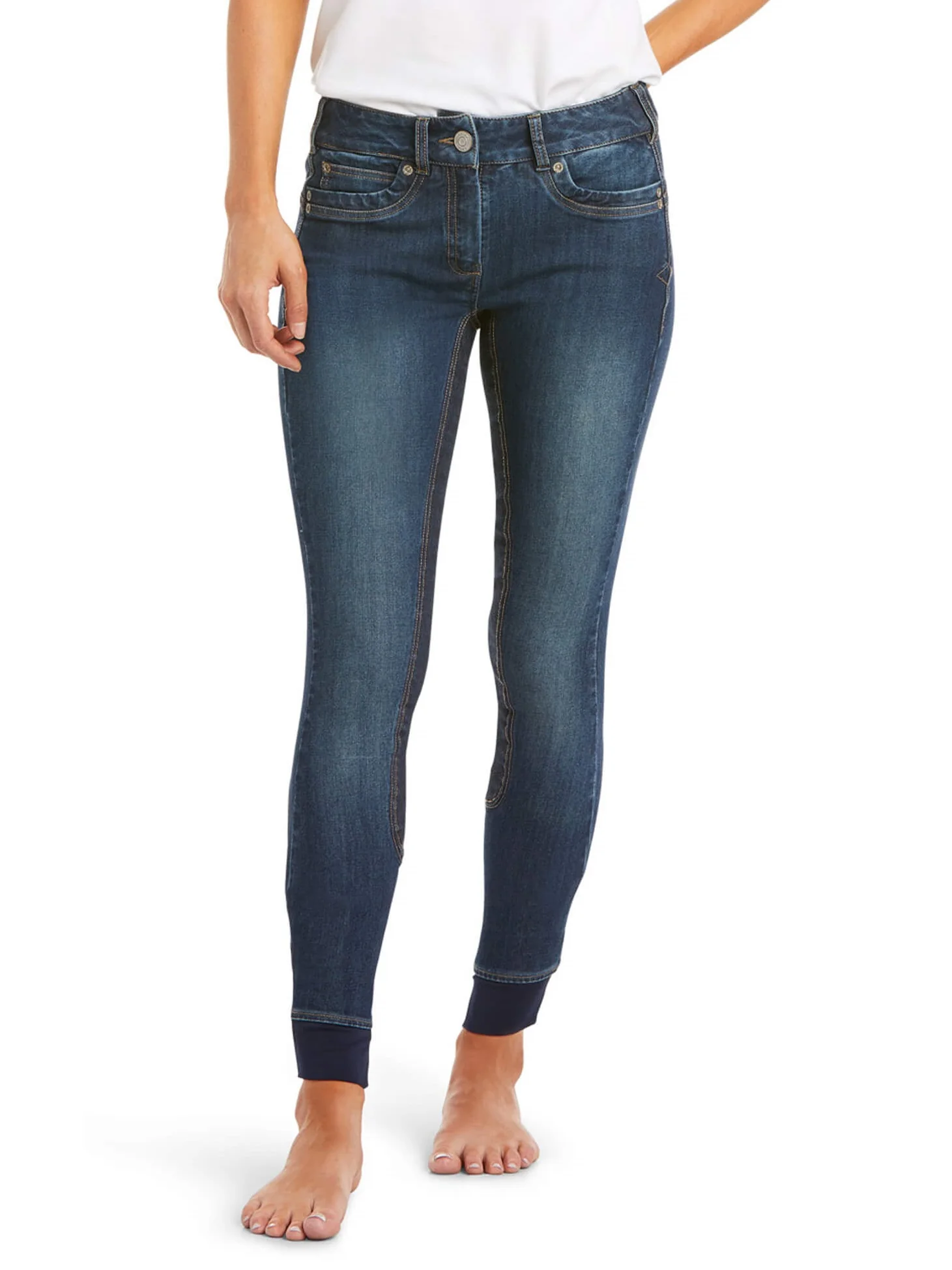 50% OFF - ARIAT Halo Denim Riding Breeches – Womens Full Seat - Marine Blue - Size: 34" Waist