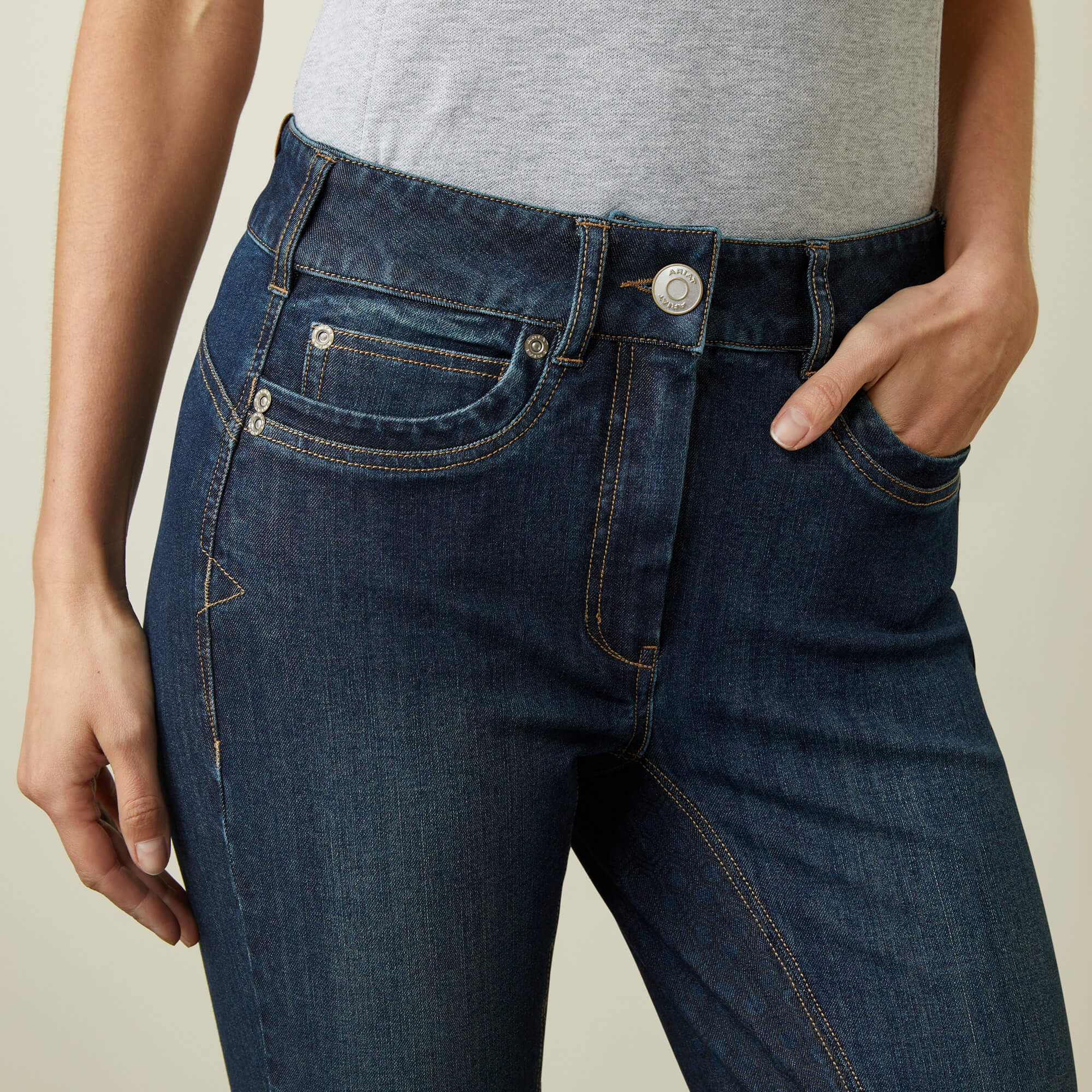 50% OFF - ARIAT Halo Denim Riding Breeches – Womens Full Seat - Marine Blue - Size: 34" Waist - Image 4