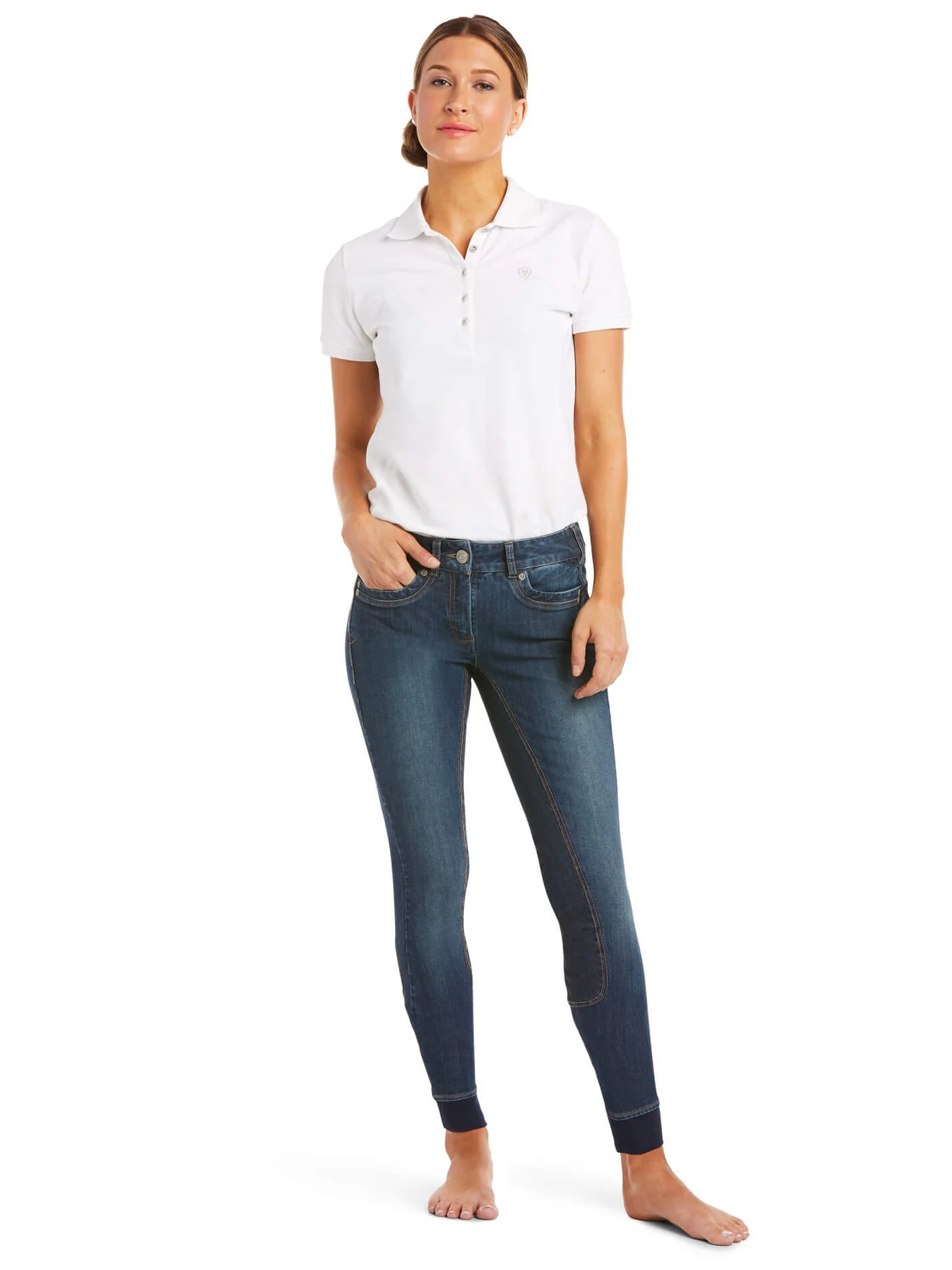 50% OFF - ARIAT Halo Denim Riding Breeches – Womens Full Seat - Marine Blue - Size: 34" Waist - Image 6
