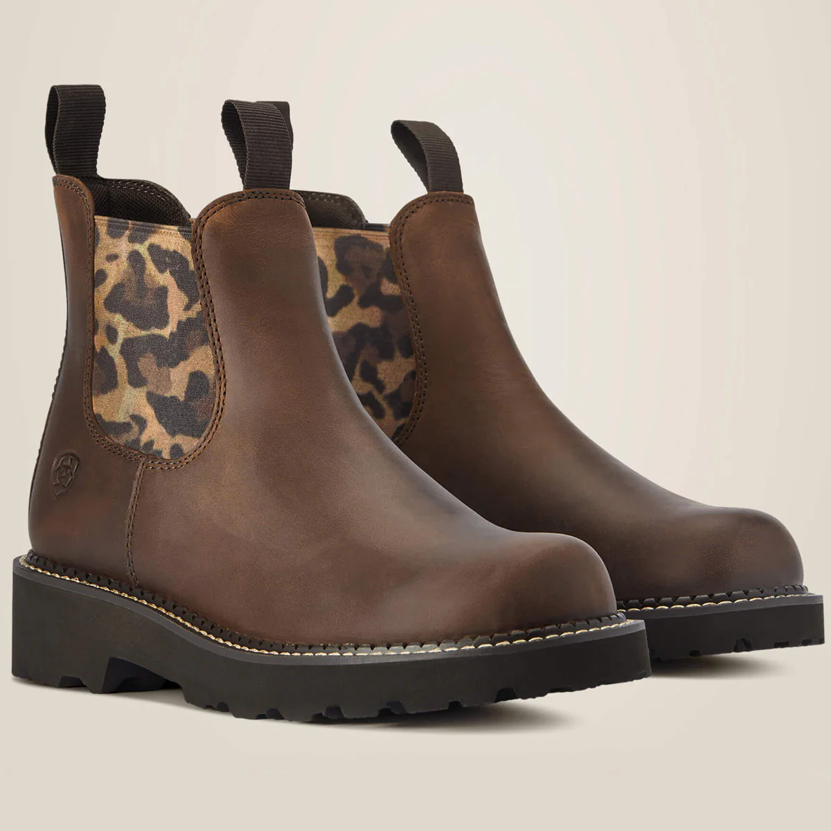 ARIAT Fatbaby Chelsea Western Boots - Womens - Distressed Tan & Leopard Gore - Image 8