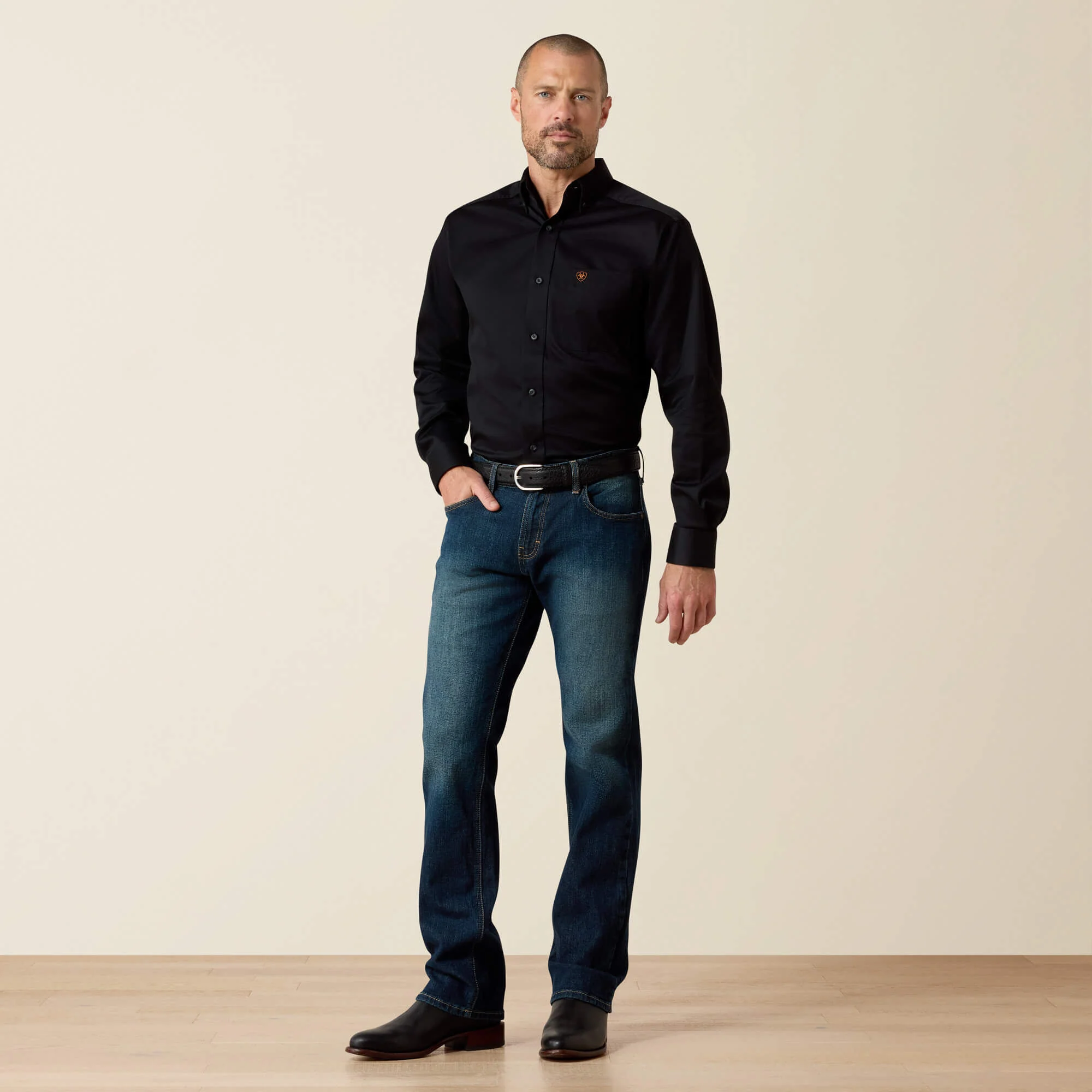 ARIAT M7 Rocker Stretch Legacy Denim Jeans - Men's Straight Leg - Fremont Dark Wash - Image 3