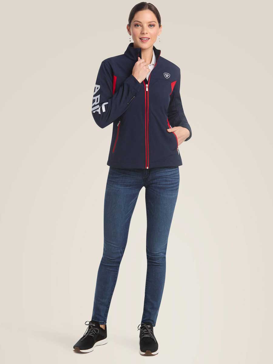 ARIAT New Team Softshell Jacket - Womens - Navy & Red - Image 7