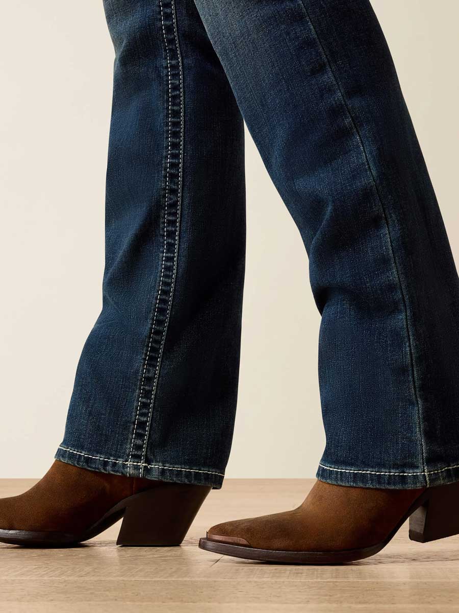 ARIAT R.E.A.L Mid Rise Icon Stackable Straight Leg Jeans - Women's - Ocean Blue - Image 6