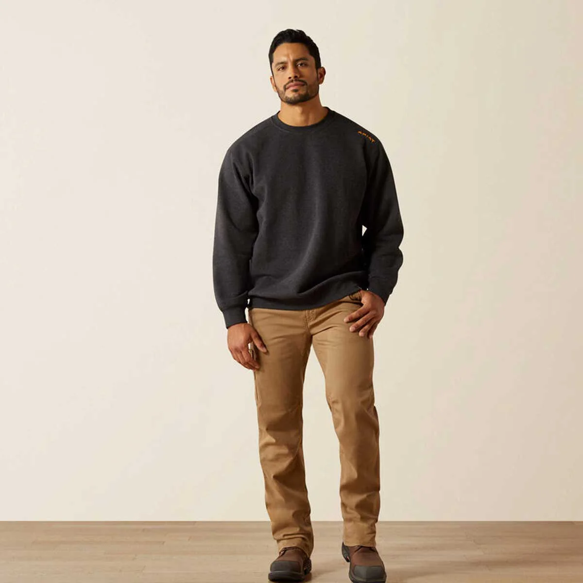 ARIAT Rebar Lightweight Sweatshirt - Mens - Charcoal Heather - Image 3