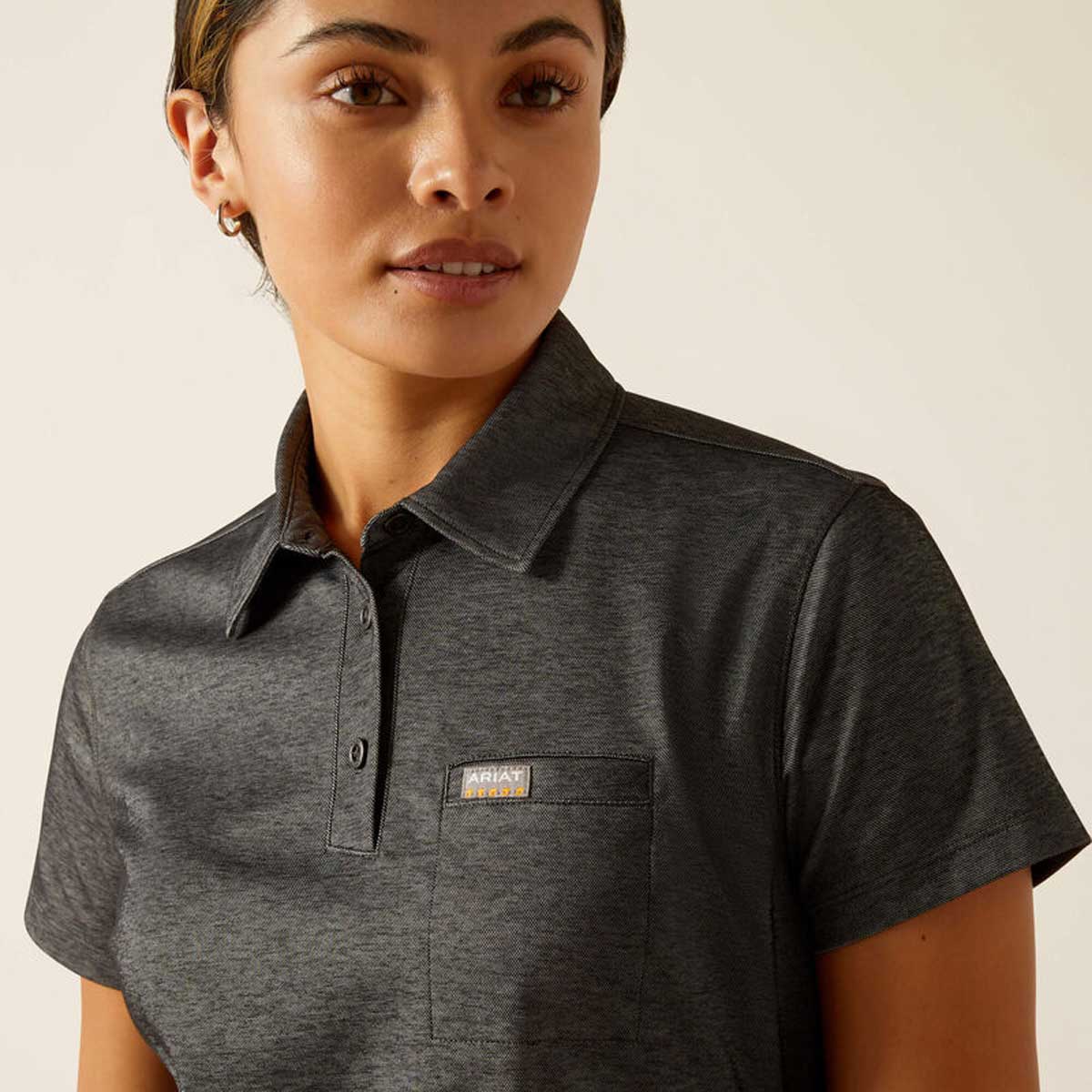 ARIAT Rebar Polo Shirt - Womens - Charcoal Heather - Image 5
