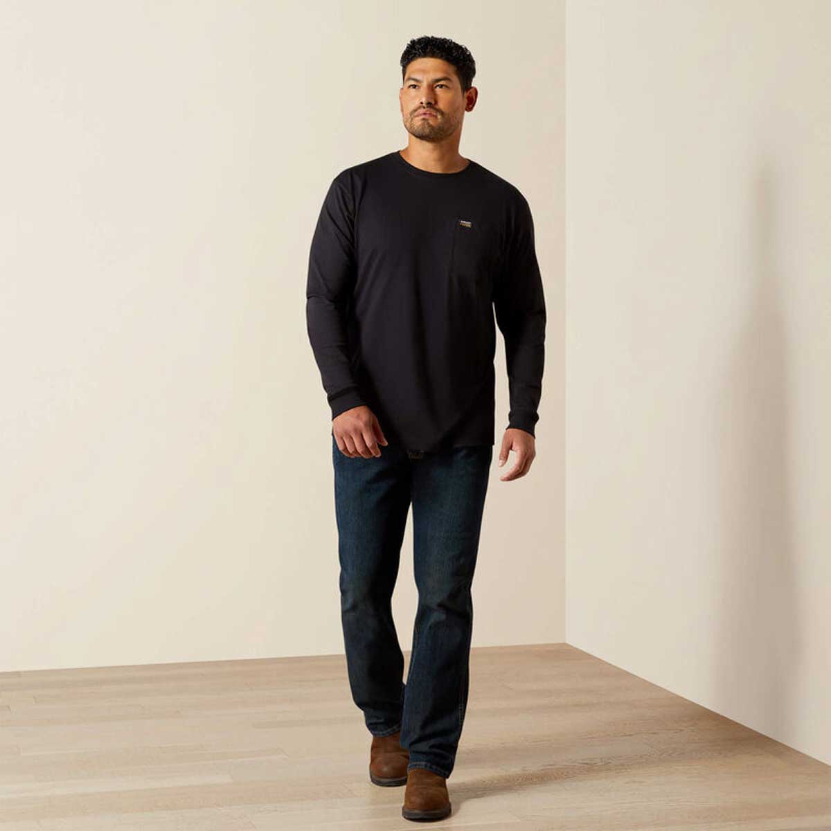 ARIAT Rebar Strong Cotton Pocket Shirt - Mens - Black - Image 3