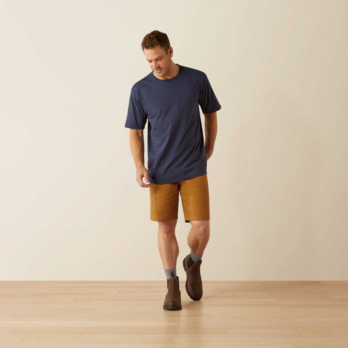 ARIAT Rebar Strong Cotton T-Shirt - Mens - Navy Heather - Image 3