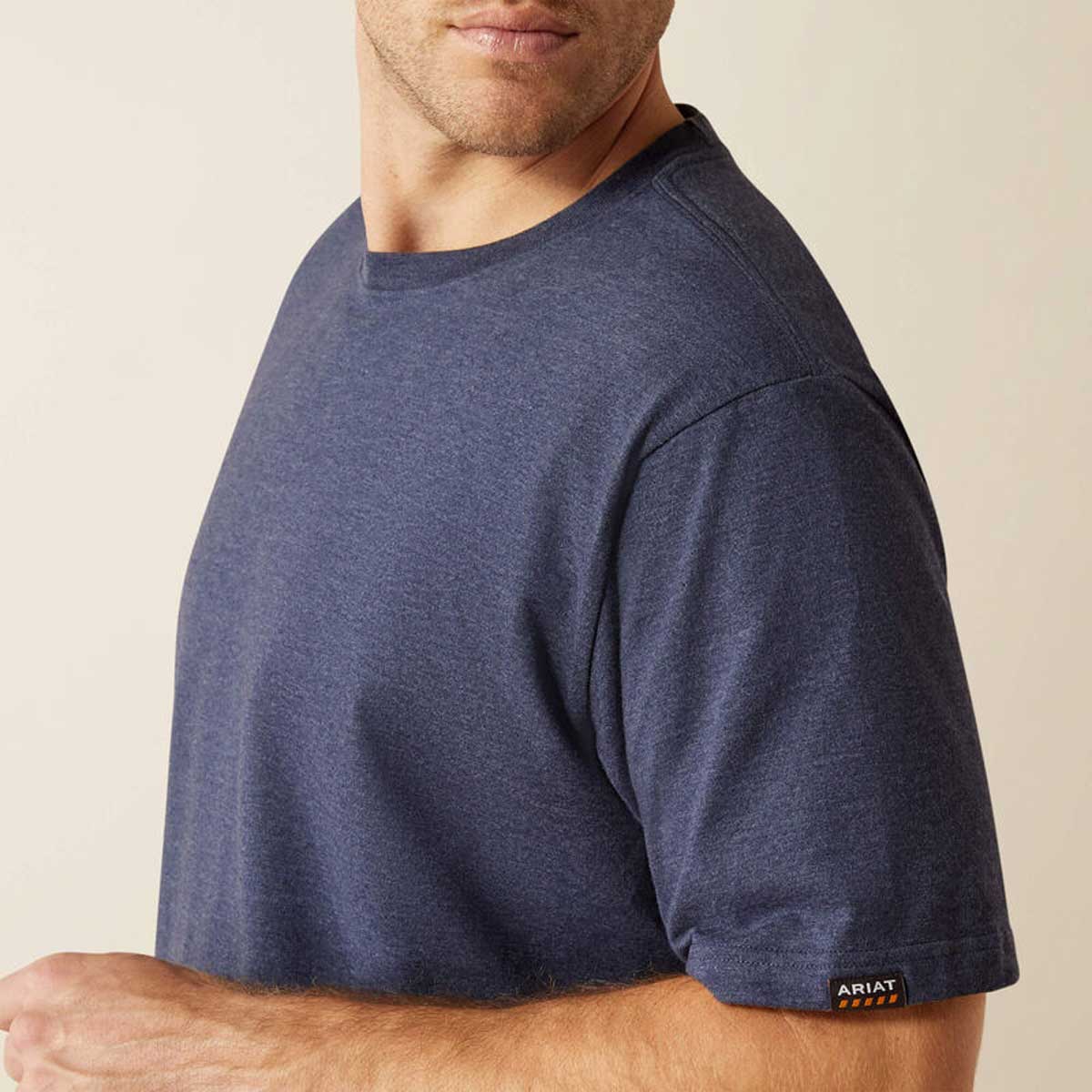 ARIAT Rebar Strong Cotton T-Shirt - Mens - Navy Heather - Image 4