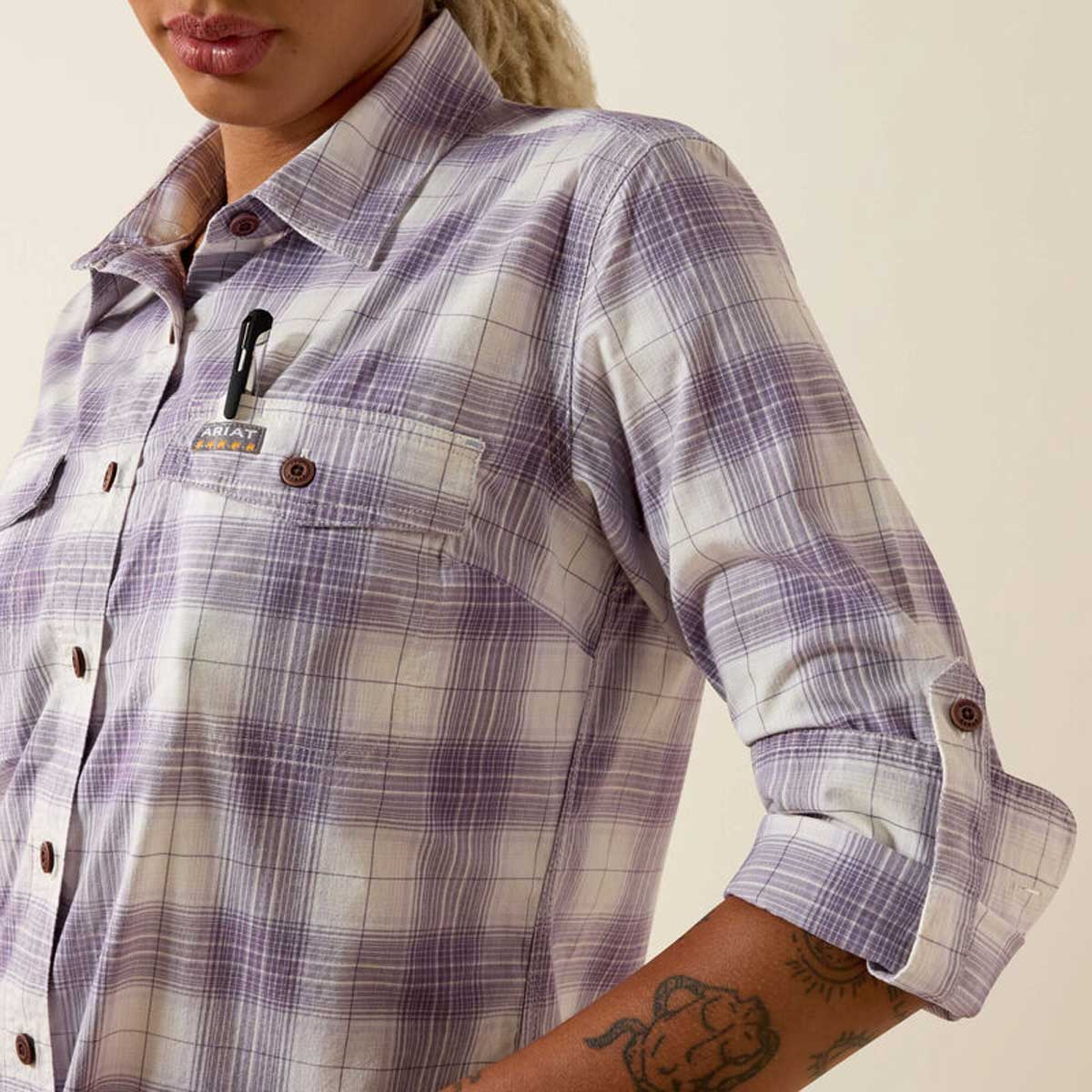 ARIAT Rebar Tough DuraStretch Work Shirt - Womens - Thistle - Image 3