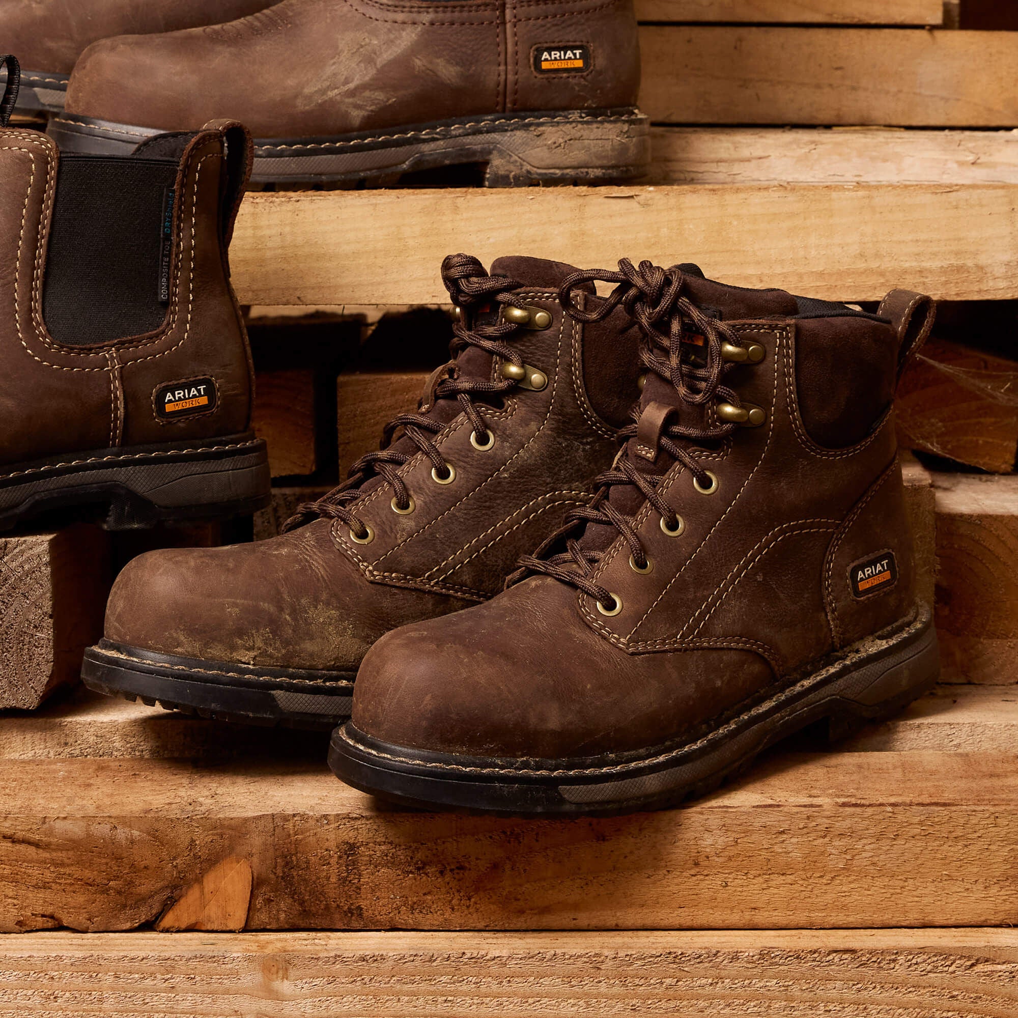 ARIAT Riveter 6" Waterproof Work Boots – Women's Composite Toe – Dark Brown - Image 2