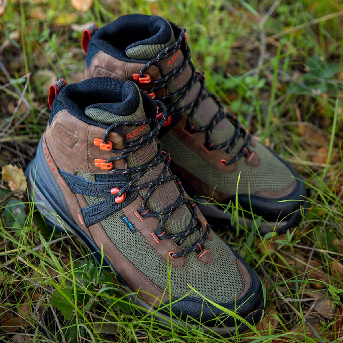 ARIAT Traverse Mid H20 Waterproof Boots - Mens - Brown Bark / Evergreen - Image 2