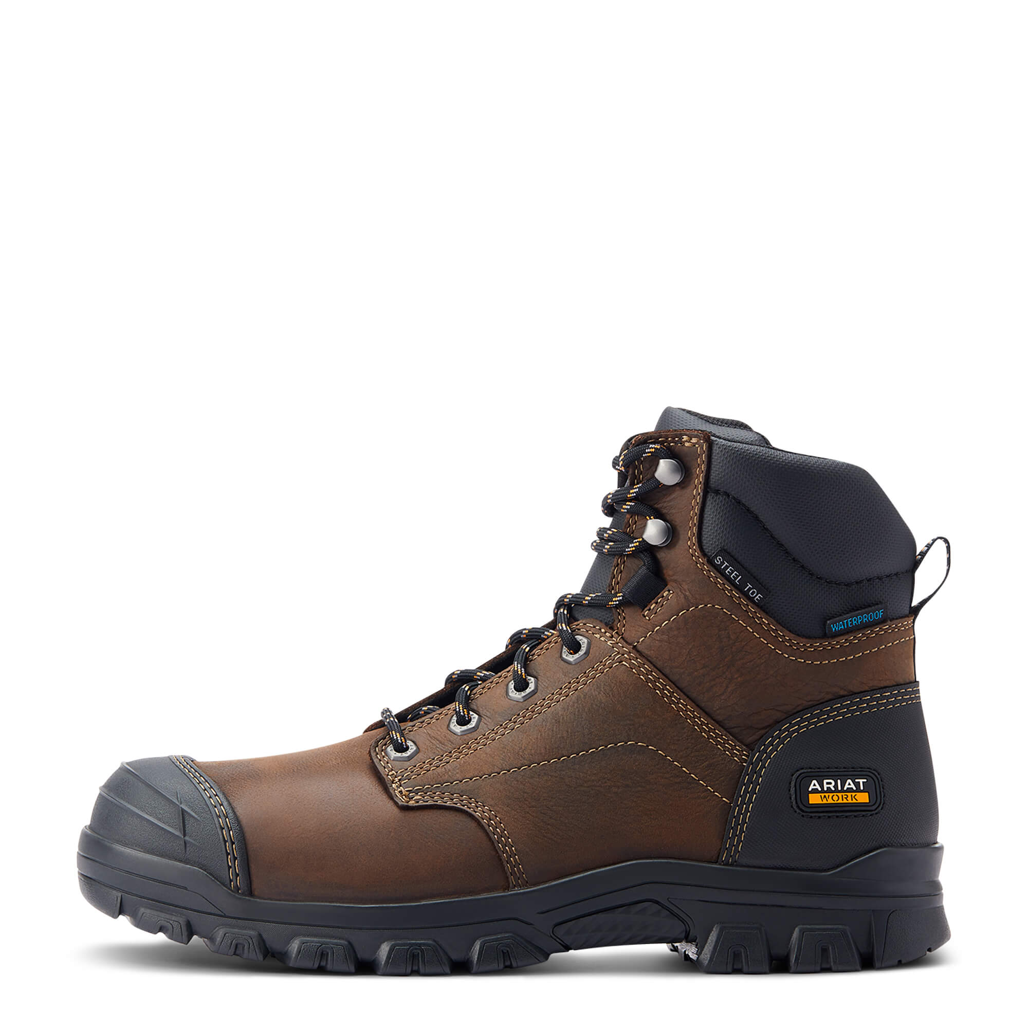 ARIAT Treadfast 6" Lace Work Boots - Mens Waterproof Steel Toe Cap - Dark Brown - Image 4