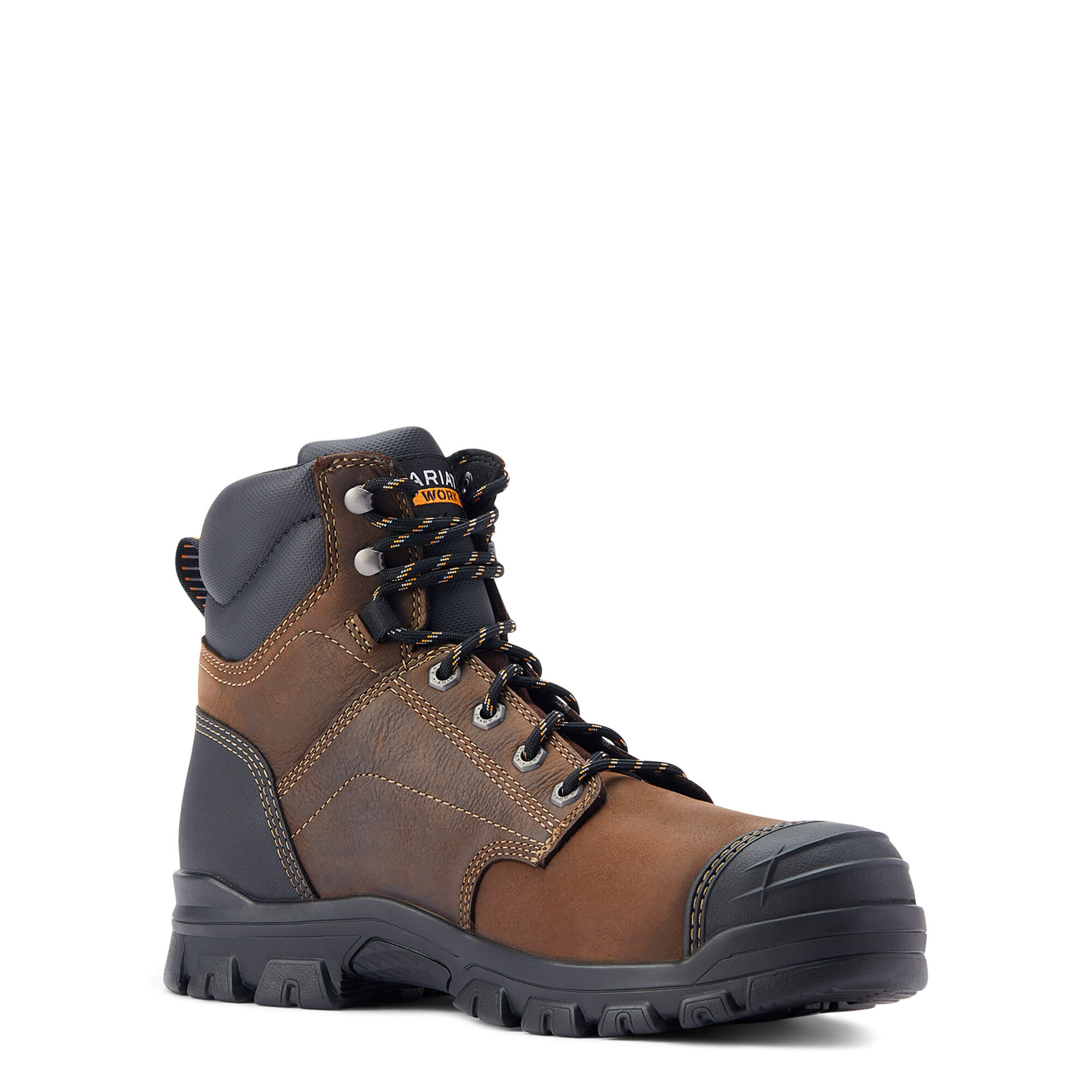 ARIAT Treadfast 6" Lace Work Boots - Mens Waterproof Steel Toe Cap - Dark Brown - Image 6