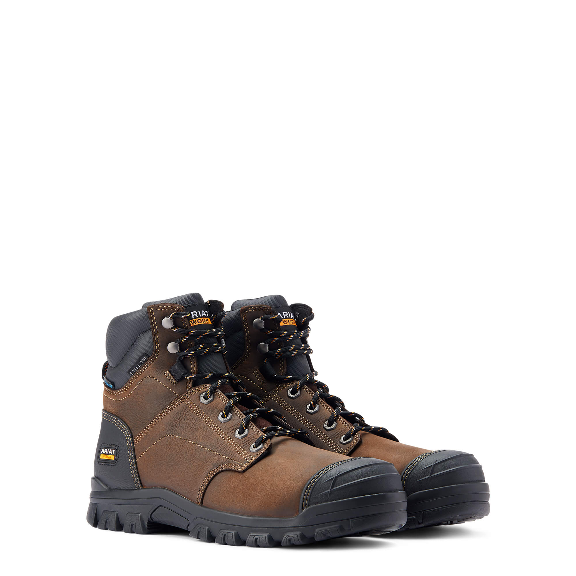 ARIAT Treadfast 6" Lace Work Boots - Mens Waterproof Steel Toe Cap - Dark Brown - Image 8