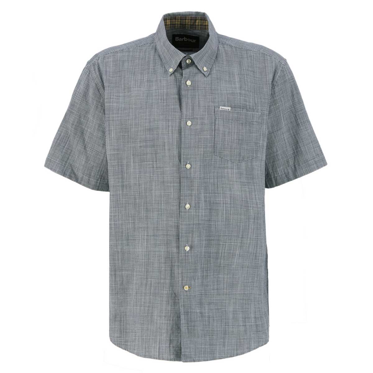 BARBOUR Fleming Linen Blend Short Sleeved Shirt - Mens - Navy - Image 2