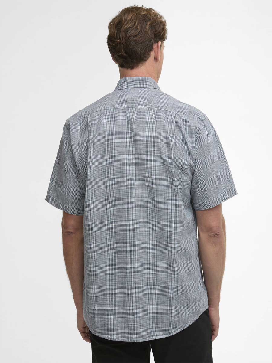 BARBOUR Fleming Linen Blend Short Sleeved Shirt - Mens - Navy - Image 3