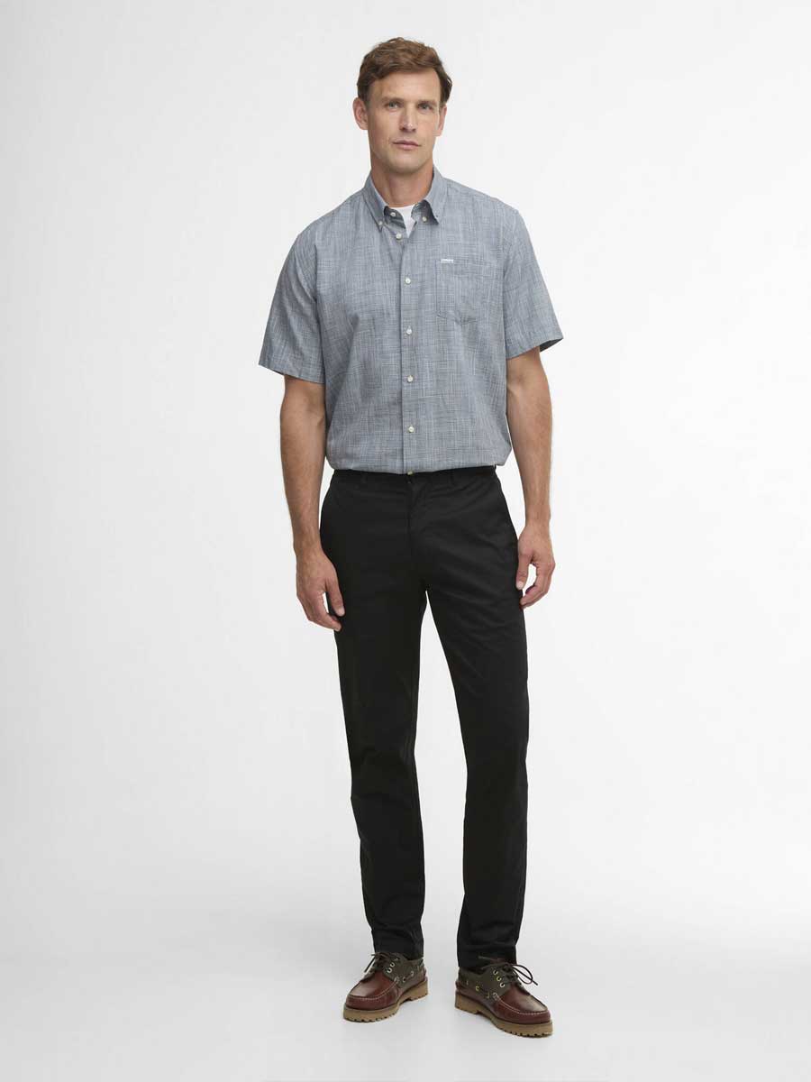 BARBOUR Fleming Linen Blend Short Sleeved Shirt - Mens - Navy - Image 4